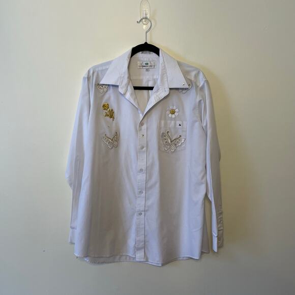 Ampaco Ltd. 16.5/ 34/35 white long sleeve button up blouse corpcore boho classic - Picture 1 of 7